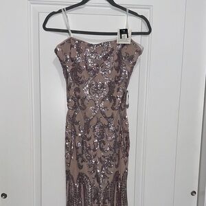 Strapless Sequin Dress in Sparkling Mauve